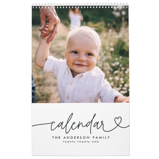 Calendrier Typographie de script girly moderne minimum multi (Protection)