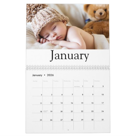 Calendrier Typographie de script moderne 2025 Minimal Multi P (Jan 2026)