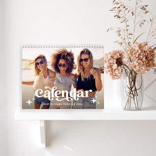 Calendrier Typographie et étoiles de Boho Photo des amis