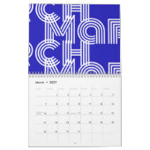 Calendrier Typographie graphique moderne Bleu Blanc (Mar 2027)