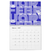 Calendrier Typographie graphique moderne Bleu Blanc (Feb 2027)