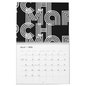 Calendrier Typographie graphique moderne noir et blanc (Mar 2026)