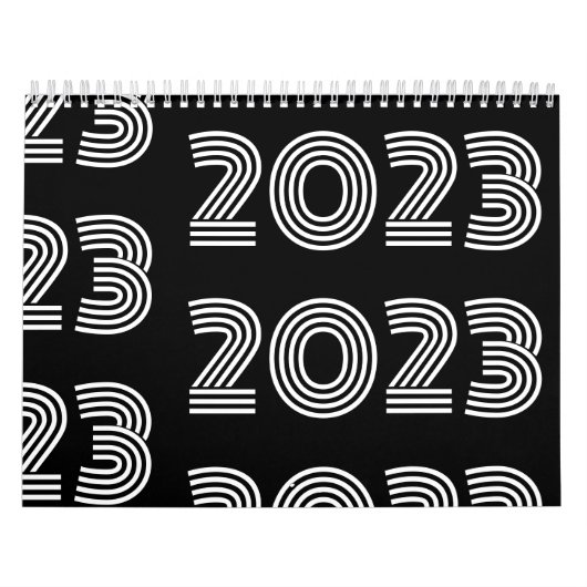 Calendrier Typographie graphique moderne noir et blanc (Protection)