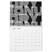 Calendrier Typographie graphique moderne noir et blanc (Jan 2027)