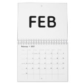 Calendrier Typographie Gras Noir et Blanc Simple (Feb 2027)