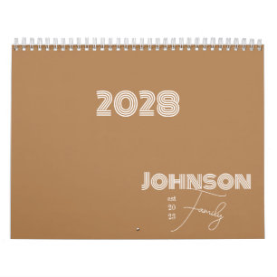 Calendrier Typographie minimaliste du nom de famille