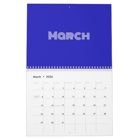 Calendrier Typographie moderne bleu