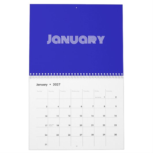 Calendrier Typographie moderne bleu (Jan 2027)