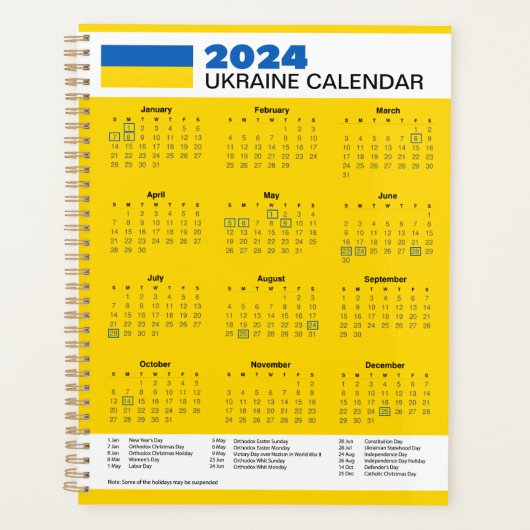 Calendrier Ukraine 2024 Nouvel An (Devant)