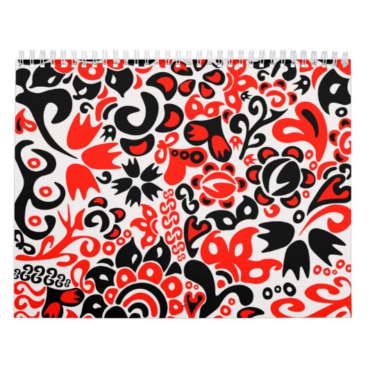 Calendrier Ukrainian ethnic folk art floral pattern absrtact (Protection)