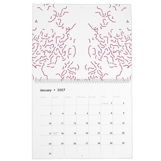 Calendrier un arrière - plan blanc avec beaucoup de lignes ro (Jan 2027)