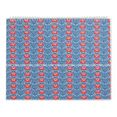 Calendrier un arrière - plan bleu aux motifs rouges et blancs (Protection)