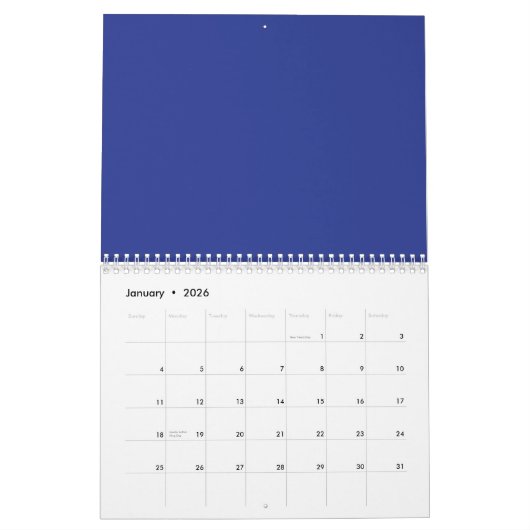 Calendrier Un arrière - plan bleu solide sans autre élément v (Jan 2026)