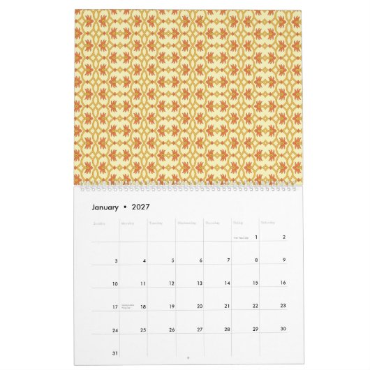 Calendrier un arrière - plan jaune et blanc avec un (Jan 2027)