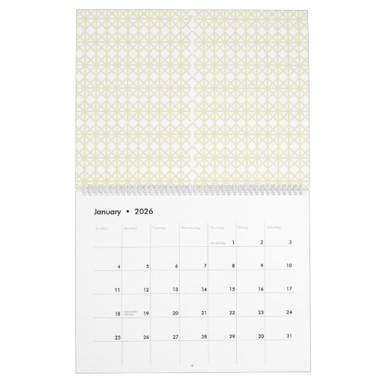 Calendrier un arrière - plan orange et jaune avec des petits  (Jan 2026)