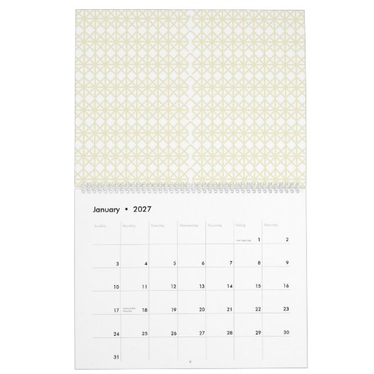 Calendrier un arrière - plan orange et jaune avec des petits  (Jan 2027)