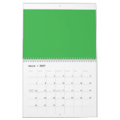 Calendrier un arrière - plan vert avec une bordure blanche (Mar 2027)