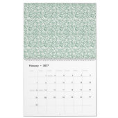 Calendrier un arrière - plan vert et blanc avec de petits feu (Feb 2027)