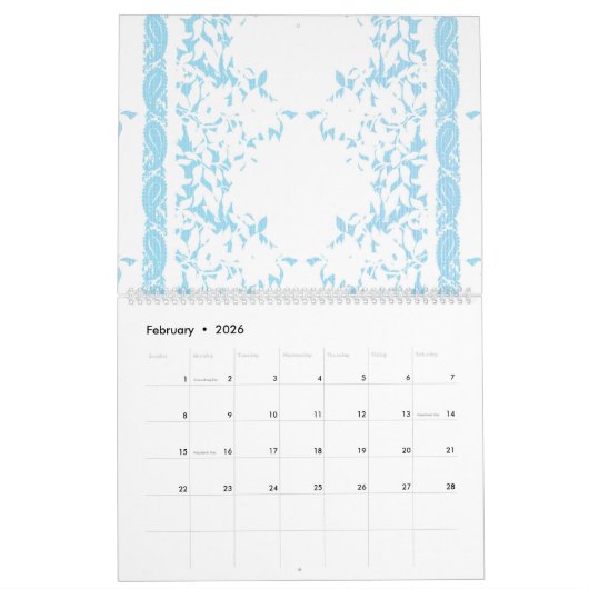 Calendrier un bouquet de fleurs vertes sur un arrière - plan (Feb 2026)