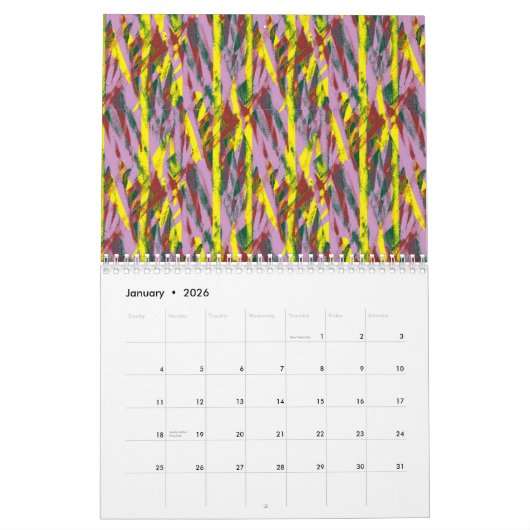 Calendrier Un chat gris et moelleux aux yeux verts s'installe (Jan 2026)