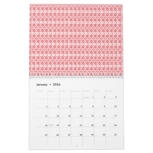 Calendrier Un design abstrait rouge et orange vif avec des to (Jan 2026)