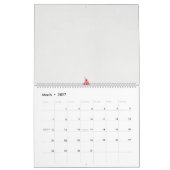 Calendrier un design de fleur rouge sur un arrière - plan bla (Mar 2027)