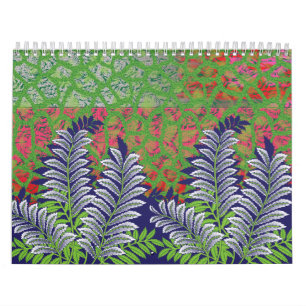 Calendrier un design de motif vert et jaune