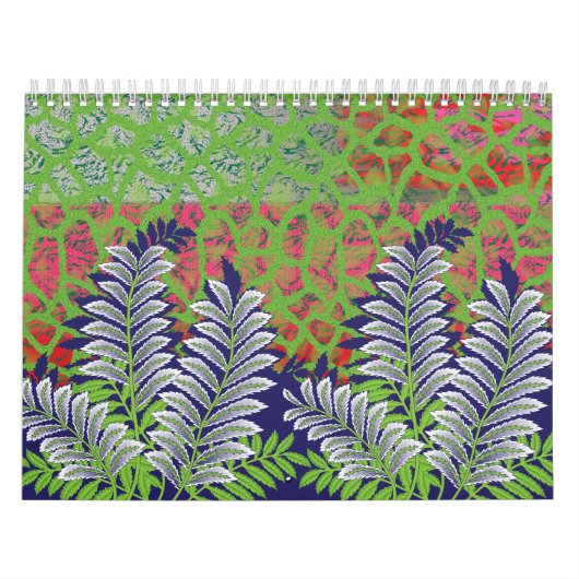 Calendrier un design de motif vert et jaune (Protection)
