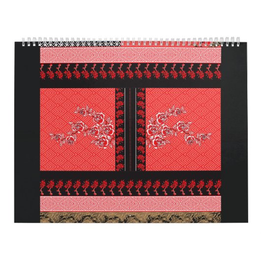 Calendrier un design de papier peint rouge et noir (Protection)