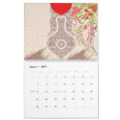 Calendrier un design de vase rouge avec des fleurs dessus (Mar 2027)