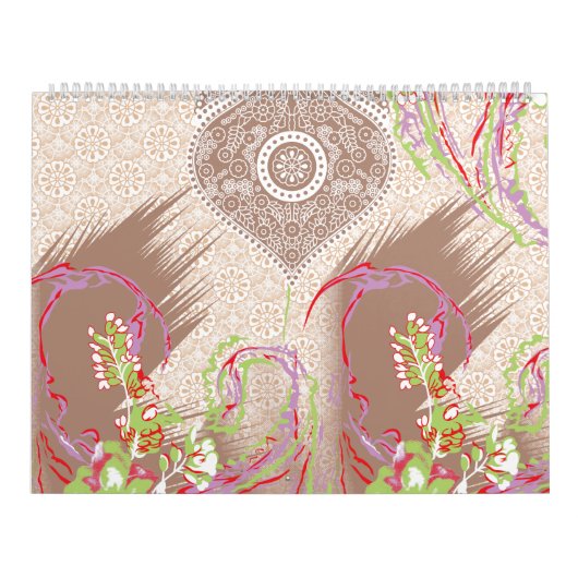 Calendrier un design de vase rouge avec des fleurs dessus (Protection)