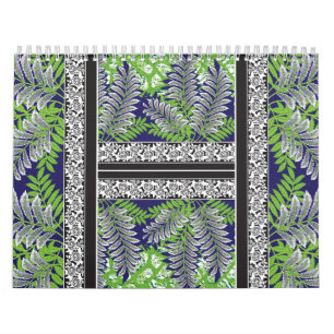 Calendrier Un design décoratif avec un p vert et violet