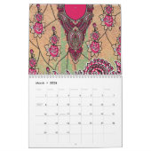 Calendrier un design d'un motif paisley rose et marron (Mar 2026)