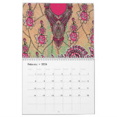 Calendrier un design d'un motif paisley rose et marron (Feb 2026)