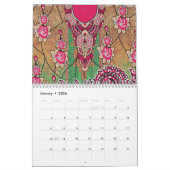Calendrier un design d'un motif paisley rose et marron (Jan 2026)
