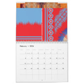 Calendrier un design d'un motif rouge et bleu (Feb 2026)
