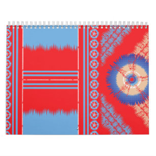Calendrier un design d'un motif rouge et bleu