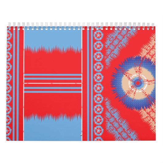 Calendrier un design d'un motif rouge et bleu (Protection)