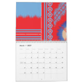 Calendrier un design d'un motif rouge et bleu (Mar 2027)