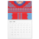 Calendrier un design d'un motif rouge et bleu (Mar 2026)