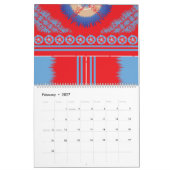 Calendrier un design d'un motif rouge et bleu (Feb 2027)