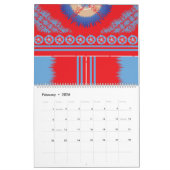 Calendrier un design d'un motif rouge et bleu (Feb 2026)