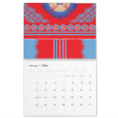 Calendrier un design d'un motif rouge et bleu (Jan 2026)