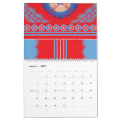 Calendrier un design d'un motif rouge et bleu (Mar 2027)