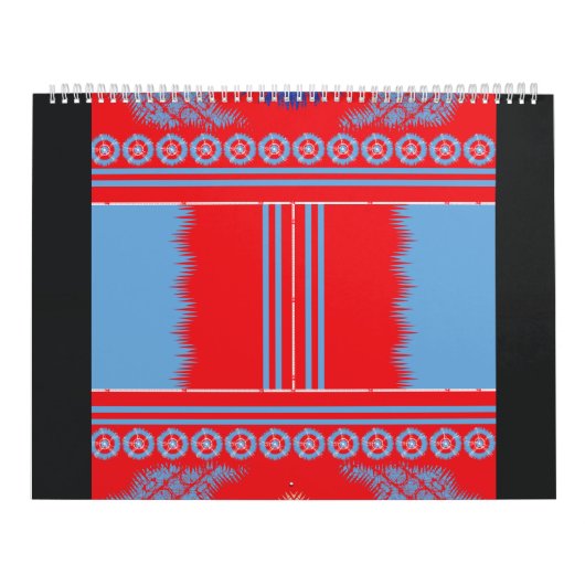 Calendrier un design d'un motif rouge et bleu (Protection)