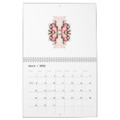 Calendrier un design floral rouge et blanc sur fond blanc (Mar 2026)