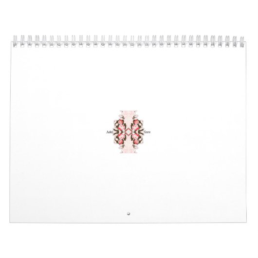Calendrier un design floral rouge et blanc sur fond blanc (Protection)