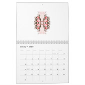 Calendrier un design floral rouge et blanc sur fond blanc (Jan 2027)