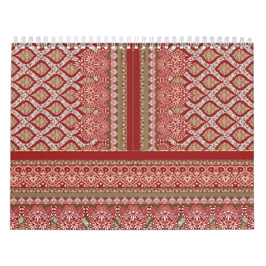 Calendrier un design motif rouge et beige_ (Protection)