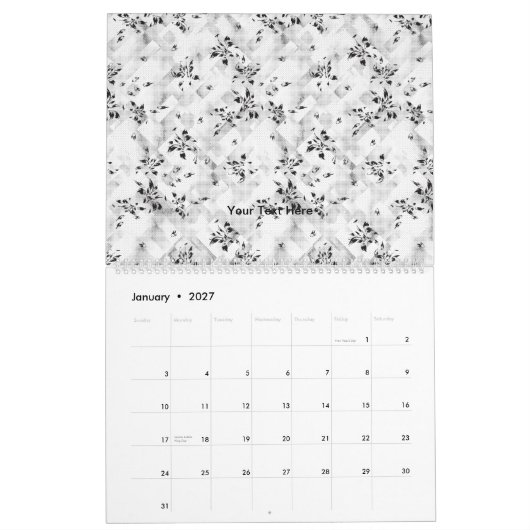 Calendrier Un élégant design noir et blanc plein de style (Jan 2027)